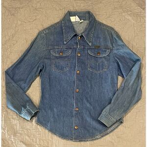 Maverick Vintage 1970’s Denim 100% Western Shirt  Snaps Collar